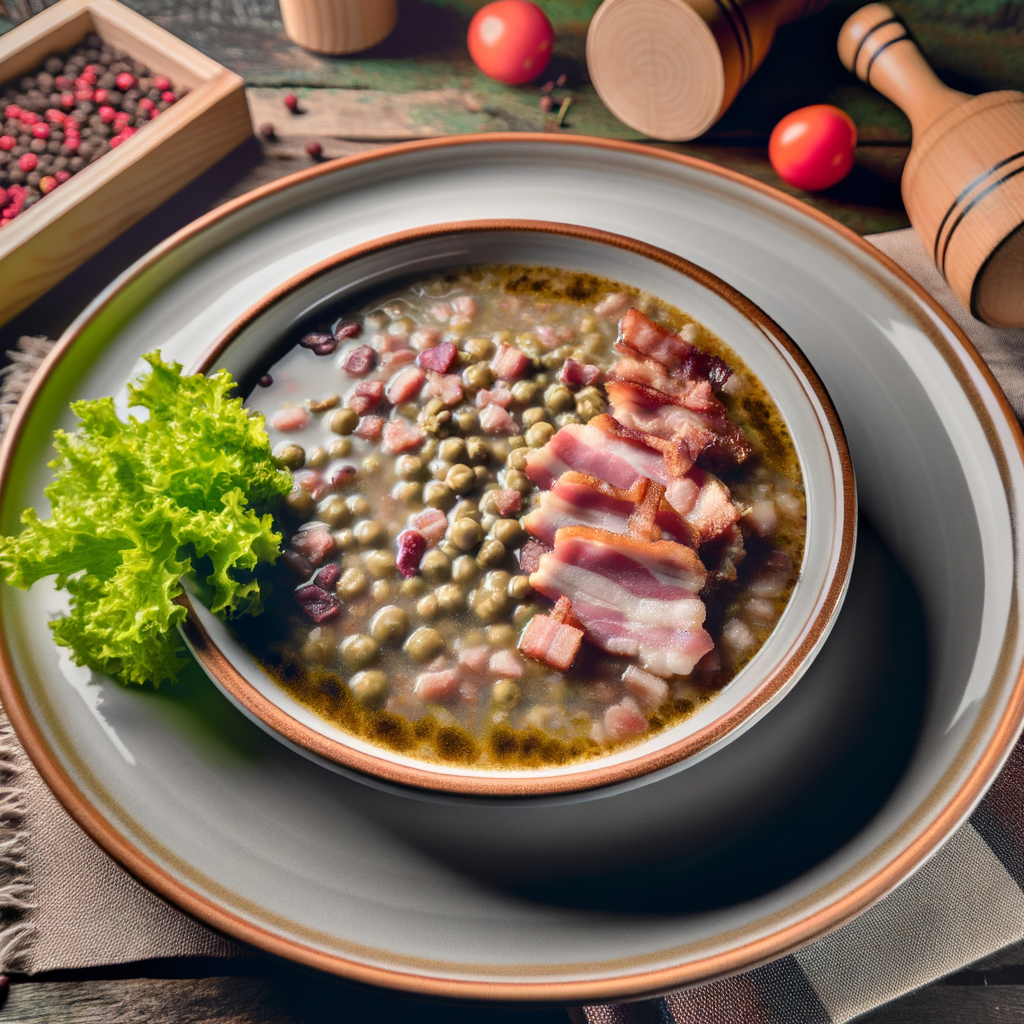 Grå ærtesuppe (Pelēkie zirņi ar speķi)