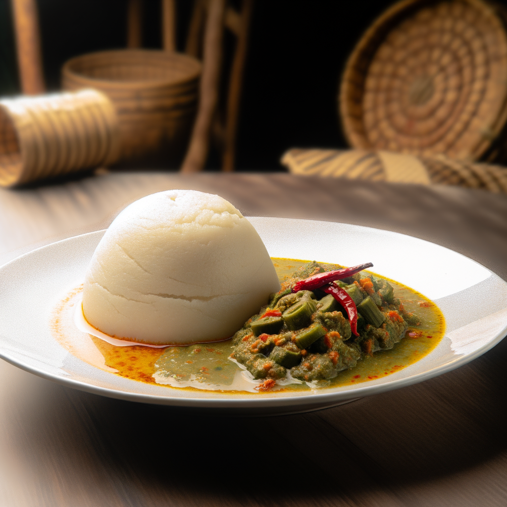 Pounded Yam med Okra-suppe
